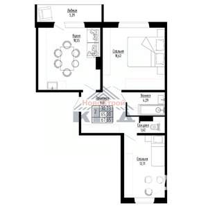 2-к квартира, строящийся дом, 68м2, 3/8 этаж