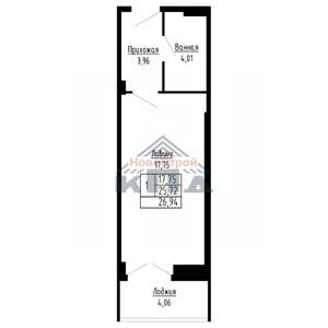 1-к квартира, вторичка, 27м2, 8/16 этаж