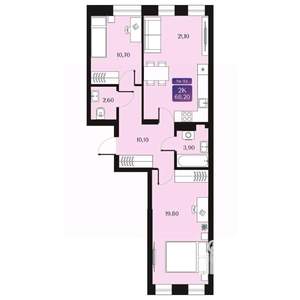 2-к квартира, вторичка, 68м2, 4/9 этаж