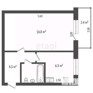 1-к квартира, вторичка, 31м2, 4/5 этаж