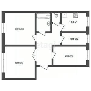 4-к квартира, вторичка, 77м2, 1/6 этаж