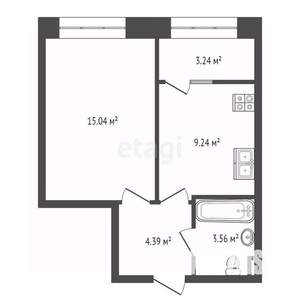 1-к квартира, вторичка, 34м2, 2/15 этаж