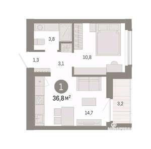 1-к квартира, вторичка, 37м2, 5/8 этаж