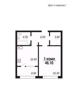 1-к квартира, вторичка, 46м2, 5/14 этаж