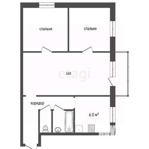 3-к квартира, вторичка, 49м2, 3/5 этаж