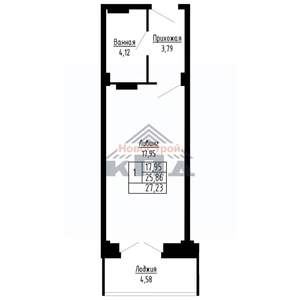 1-к квартира, строящийся дом, 27м2, 10/16 этаж