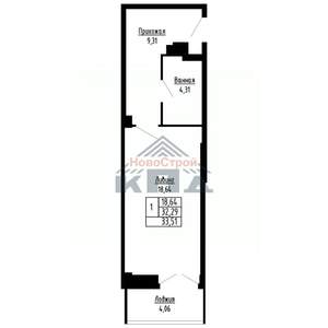1-к квартира, вторичка, 34м2, 14/16 этаж
