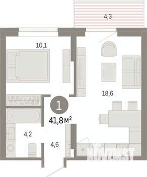 1-к квартира, вторичка, 42м2, 4/8 этаж