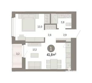 1-к квартира, вторичка, 42м2, 10/16 этаж