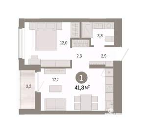 1-к квартира, вторичка, 42м2, 10/16 этаж