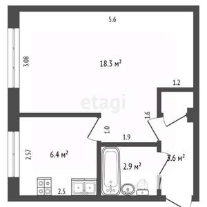 1-к квартира, вторичка, 31м2, 1/5 этаж