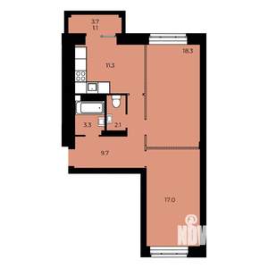 2-к квартира, строящийся дом, 63м2, 13/15 этаж