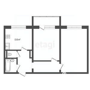 2-к квартира, вторичка, 56м2, 9/10 этаж