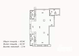 2-к квартира, сданный дом, 70м2, 13/18 этаж