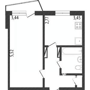 1-к квартира, вторичка, 37м2, 6/9 этаж