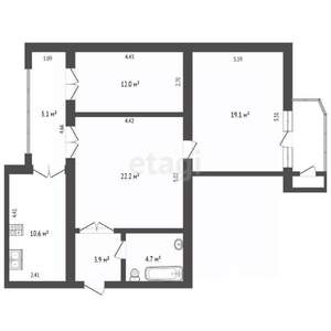 3-к квартира, вторичка, 78м2, 9/9 этаж