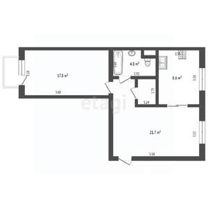 2-к квартира, вторичка, 55м2, 2/3 этаж