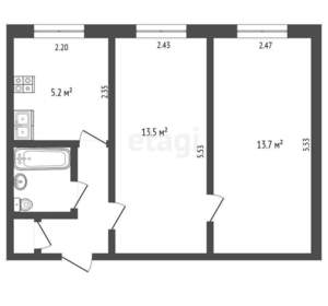 2-к квартира, вторичка, 39м2, 2/10 этаж
