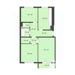 3-к квартира, строящийся дом, 76м2, 6/10 этаж