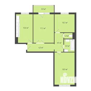 3-к квартира, строящийся дом, 77м2, 5/10 этаж