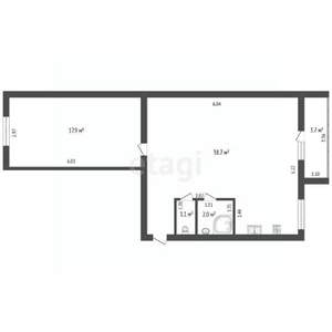 1-к квартира, вторичка, 60м2, 14/14 этаж