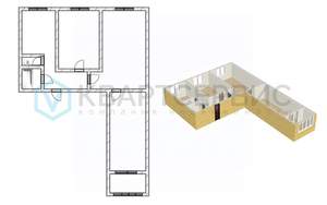 3-к квартира, вторичка, 60м2, 1/9 этаж