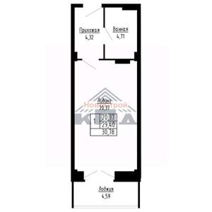 1-к квартира, строящийся дом, 31м2, 14/16 этаж