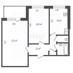 2-к квартира, вторичка, 40м2, 8/9 этаж