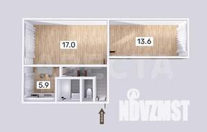 2-к квартира, вторичка, 45м2, 1/5 этаж