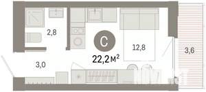 Студия квартира, вторичка, 22м2, 6/8 этаж