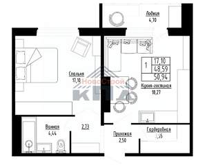 1-к квартира, строящийся дом, 51м2, 2/16 этаж