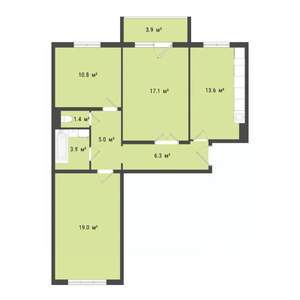 3-к квартира, строящийся дом, 77м2, 6/10 этаж