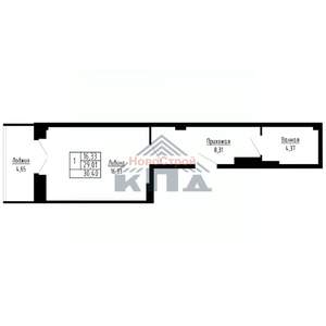 1-к квартира, строящийся дом, 30м2, 3/16 этаж