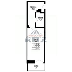 1-к квартира, вторичка, 34м2, 2/16 этаж