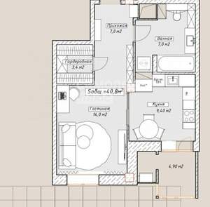 1-к квартира, вторичка, 41м2, 12/18 этаж
