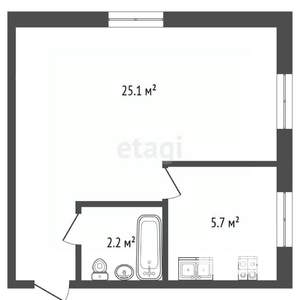 1-к квартира, вторичка, 33м2, 5/5 этаж