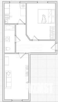2-к квартира, вторичка, 50м2, 1/3 этаж