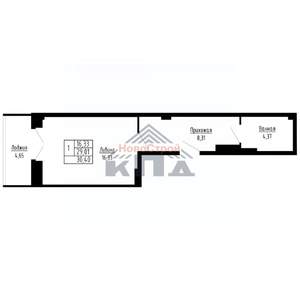 1-к квартира, строящийся дом, 30м2, 16/16 этаж