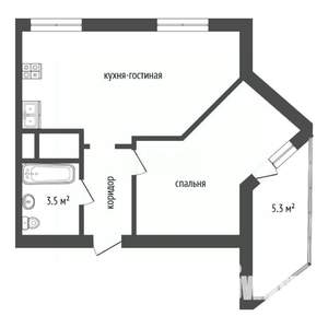 1-к квартира, сданный дом, 42м2, 16/16 этаж