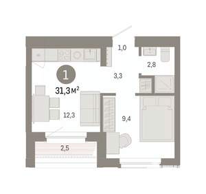1-к квартира, вторичка, 31м2, 8/16 этаж