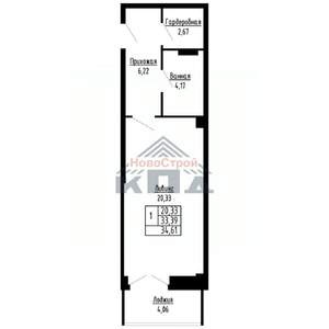 1-к квартира, вторичка, 35м2, 2/16 этаж