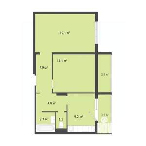 2-к квартира, вторичка, 56м2, 6/10 этаж