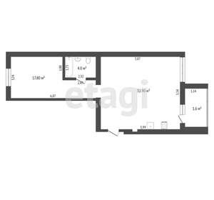 2-к квартира, вторичка, 55м2, 12/17 этаж