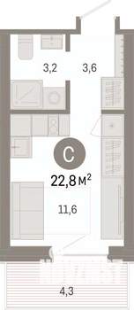Студия квартира, вторичка, 23м2, 8/9 этаж