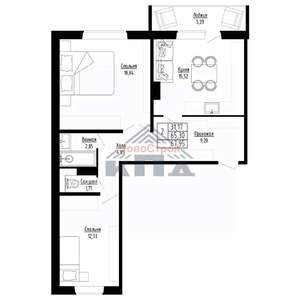 2-к квартира, строящийся дом, 68м2, 3/8 этаж