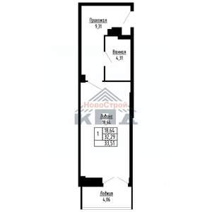 1-к квартира, вторичка, 34м2, 2/16 этаж