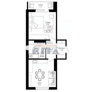 1-к квартира, строящийся дом, 55м2, 2/16 этаж