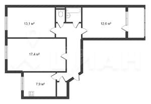 3-к квартира, вторичка, 71м2, 3/11 этаж