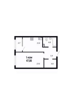 1-к квартира, вторичка, 47м2, 15/22 этаж