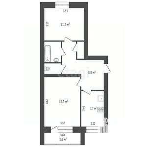 2-к квартира, вторичка, 50м2, 3/5 этаж